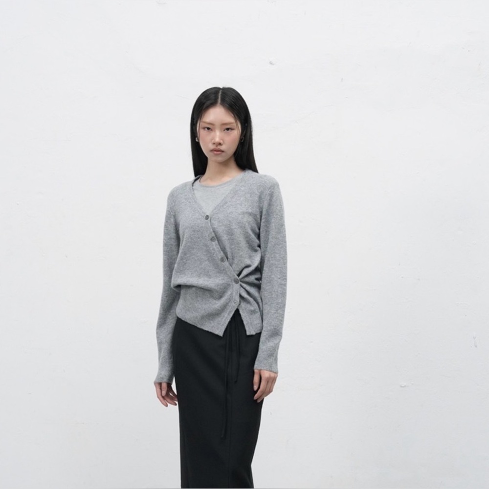General idea Korean grey asymmetrical Women's cardigan